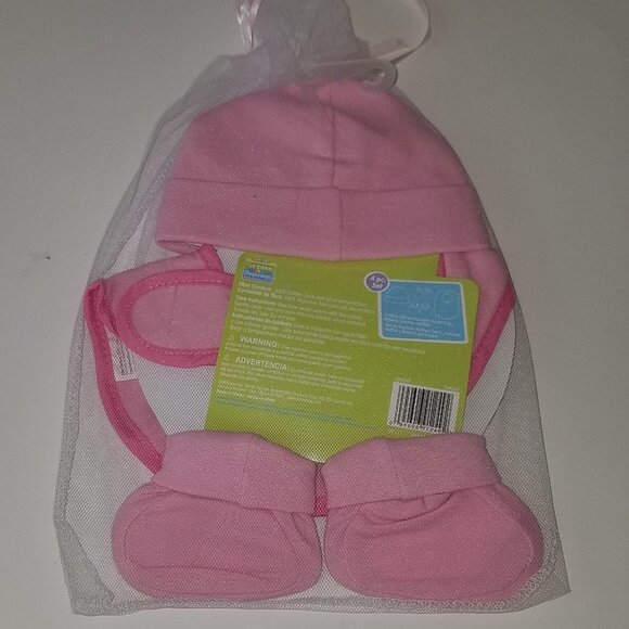 NEW Sesame Street Beginning Gift Set Pink Big Bird Hat Bib Booties Lot Baby Girl - Picture 5 of 6